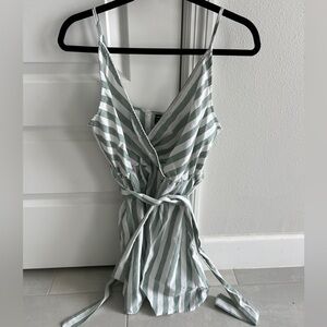 SHEIN Green and White Striped Tunic